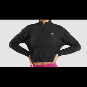 Gymshark Black Crop Top Quarter-Zip